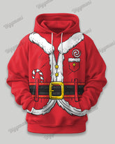 Big Men's Funny Christmas Santa Cosplay Print Hoodie Set